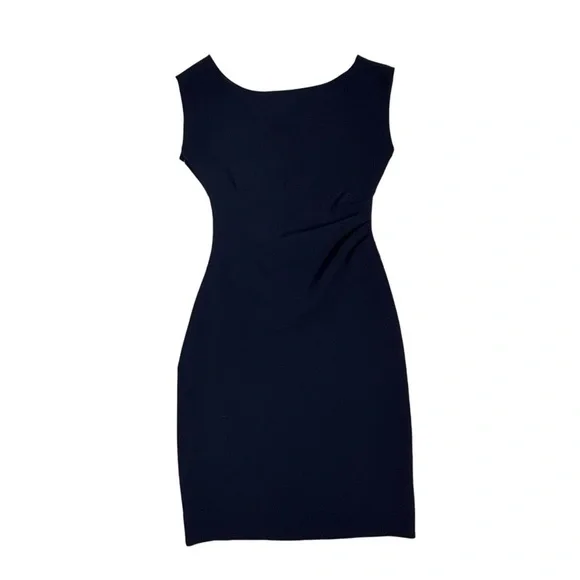 Diane Von Furstenberg Navy Blue Ruched Cap Sleeve Cocktail Dress - Picture 5 of 16